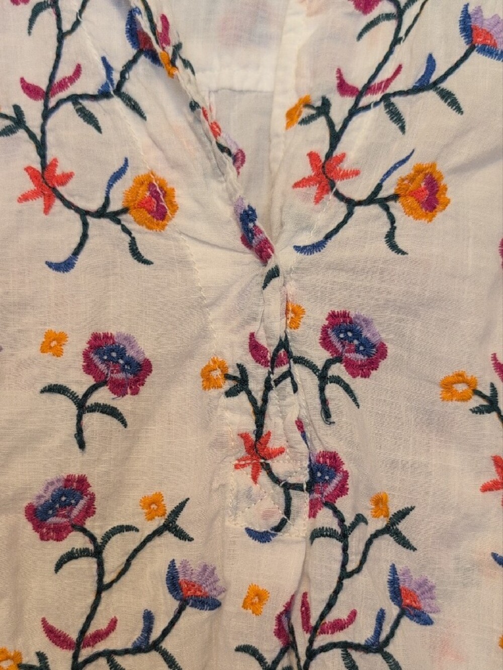 Anthropologie Pilcro White Floral Short Sleeve Blouse - Picture 5 of 9